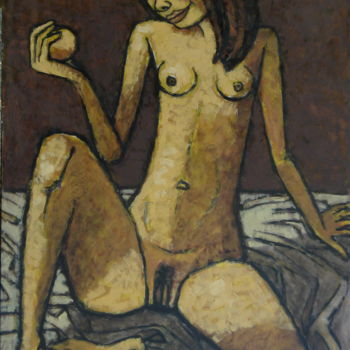 Peinture intitulée "Naked girl-size 39"…" par Dmitriy Trubin, Œuvre d'art originale, Huile