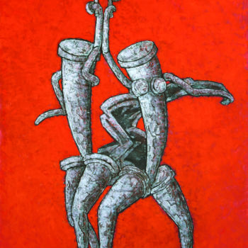 Peinture intitulée "РАБОЧИЙ И КОЛХОЗНИЦ…" par Dmitriy Trubin, Œuvre d'art originale, Acrylique