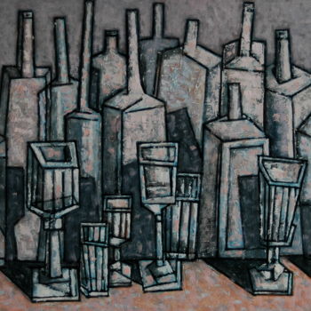 Картина под названием "bouteille / Flasche…" - Dmitriy Trubin, Подлинное произведение искусства
