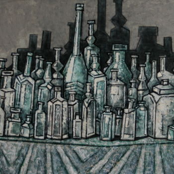 Pintura titulada "bouteille / Flasche…" por Dmitriy Trubin, Obra de arte original