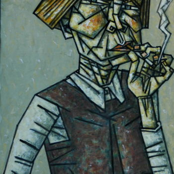 Pintura titulada "Курящая ненка" por Dmitriy Trubin, Obra de arte original