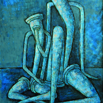 Картина под названием "СТАРИК НИЩИЙ И МАЛЬ…" - Dmitriy Trubin, Подлинное произведение искусства
