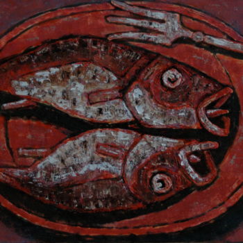 Painting titled "fish / Fisch / рыбы…" by Dmitriy Trubin, Original Artwork