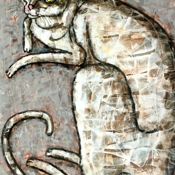 Schilderij getiteld "Katze / chat / cat…" door Dmitriy Trubin, Origineel Kunstwerk