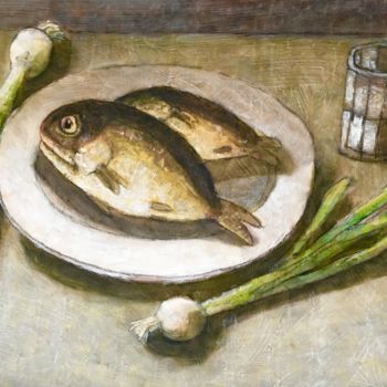 Painting titled "fish / Fisch / рыбы…" by Dmitriy Trubin, Original Artwork, Watercolor