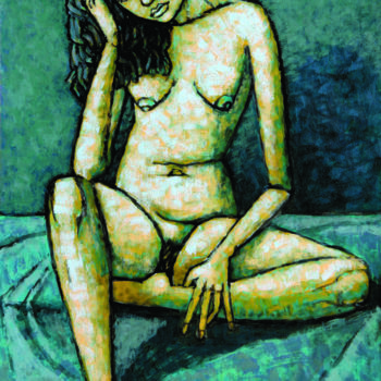 Peinture intitulée "Naked girl-size 39"…" par Dmitriy Trubin, Œuvre d'art originale, Huile