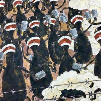 Картина под названием "война саламандр / w…" - Dmitriy Trubin, Подлинное произведение искусства