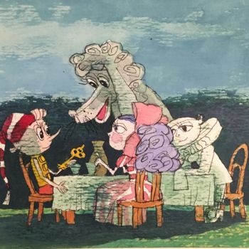 Pintura intitulada "Буратино / Pinocchi…" por Dmitriy Trubin, Obras de arte originais, Aquarela