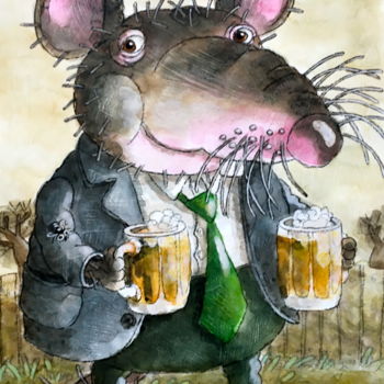 Malerei mit dem Titel "souris / mouse / Ma…" von Dmitriy Trubin, Original-Kunstwerk, Aquarell