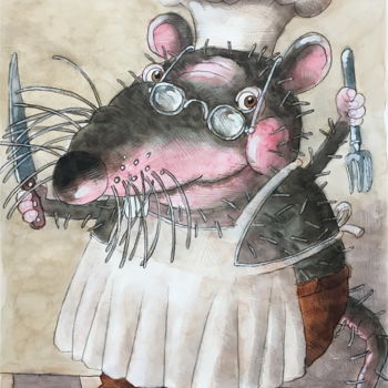Peinture intitulée "souris / mouse / Ma…" par Dmitriy Trubin, Œuvre d'art originale, Aquarelle