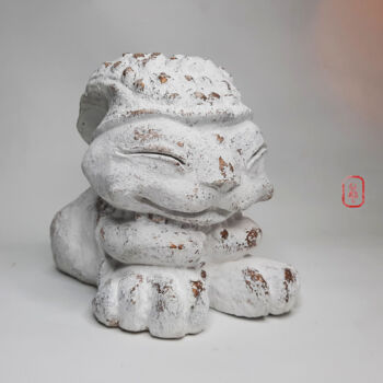 Rzeźba zatytułowany „Белый Заяц Дзен” autorstwa Dmitriy Zazimko, Oryginalna praca, Akryl