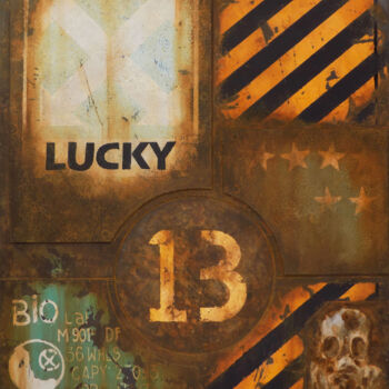 Schilderij getiteld "Lucky 13 (без метал…" door Dmitriy Zazimko, Origineel Kunstwerk, Acryl