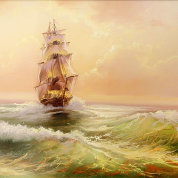 Картина под названием "On the waves" - Dmitry B, Подлинное произведение искусства, Масло