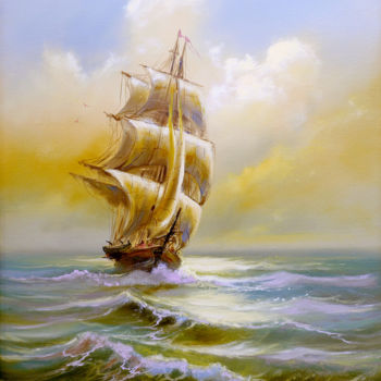 Картина под названием "To the new shores" - Dmitry B, Подлинное произведение искусства, Масло