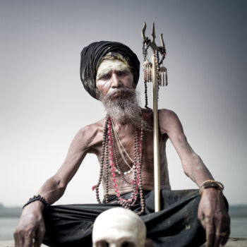 Fotografie getiteld "Portrait of sadhu a…" door Dmitry Ersler, Origineel Kunstwerk, Digitale fotografie
