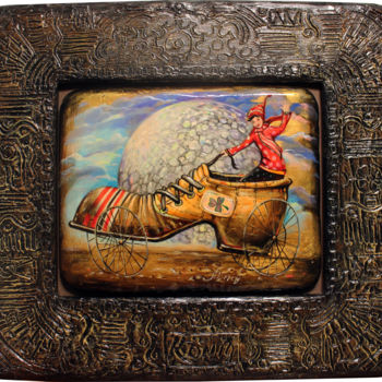 Painting titled "Bon voyage" by Dmitry King, Original Artwork, Acrylic Mounted on Wood Panel