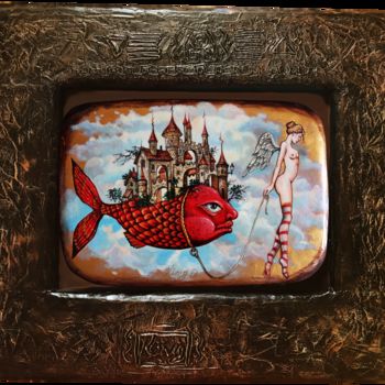 Painting titled "Fairytale Girl and…" by Dmitry King, Original Artwork, Acrylic Mounted on Wood Panel