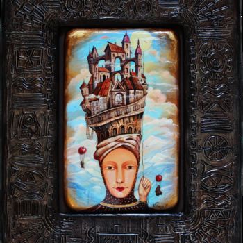 Malerei mit dem Titel "Guardian of the Mag…" von Dmitry King, Original-Kunstwerk, Acryl Auf Holzplatte montiert