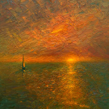 제목이 "Sunset 16"인 미술작품 Dmitry Oleyn로, 원작, 기름 나무 들것 프레임에 장착됨
