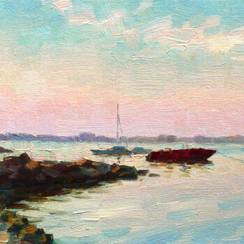 Peinture intitulée "Sunrise 7" par Dmitry Oleyn, Œuvre d'art originale, Huile Monté sur Carton