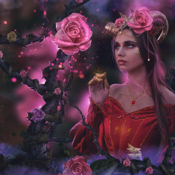 Digital Arts titled "Magic rose" by Dmitry Senichkin, Original Artwork, Photo Montage