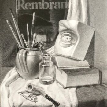 Dessin intitulée "Stil life with eye…" par Dmitry Klyucharev, Œuvre d'art originale, Crayon
