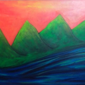 Painting titled "Summer mountains" by Dmitry Nesterov, Original Artwork, Acrylic