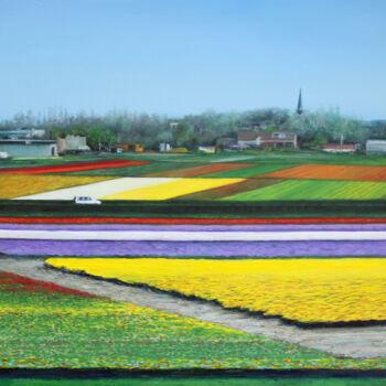 Painting titled "Flower fields" by Dmytro Bryzhak, Original Artwork, Oil