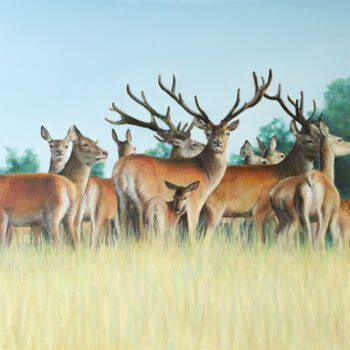 Картина под названием "Deers" - Dmytro Bryzhak, Подлинное произведение искусства, Масло