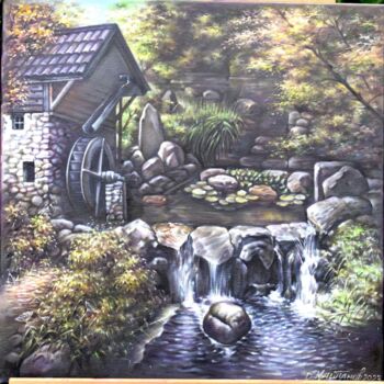 Painting titled "Wassermühle" by Dmytro Kashtanov, Original Artwork, Oil