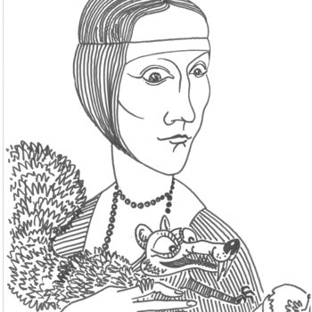Drawing titled "Lady and Squirrel" by Dmytro Koptyev, Original Artwork, Marker