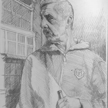Drawing titled "Man portret" by Dmytro Koptyev, Original Artwork, Pencil