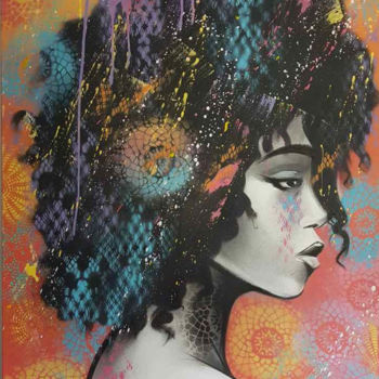 Painting titled "Afrograff 7" by Dn, Original Artwork, Spray paint