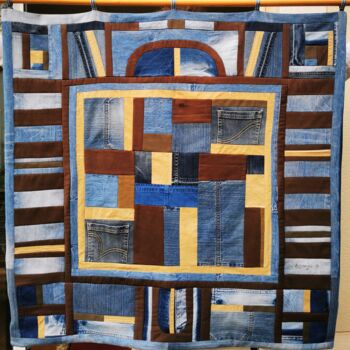 Sztuka tkaniny zatytułowany „patchwork denim” autorstwa Do.M.Ju, Oryginalna praca, Niejednolita całość