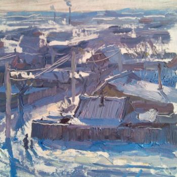 Pittura intitolato "From the Window" da Evgenii Chekhunov, Opera d'arte originale, Olio