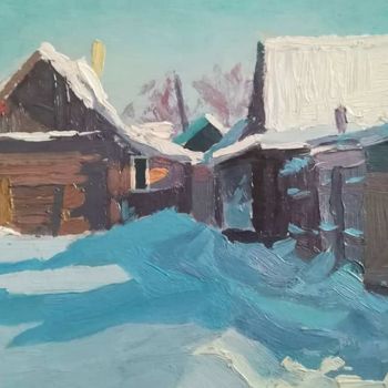 Pittura intitolato "In the backyard. Wi…" da Evgenii Chekhunov, Opera d'arte originale, Olio