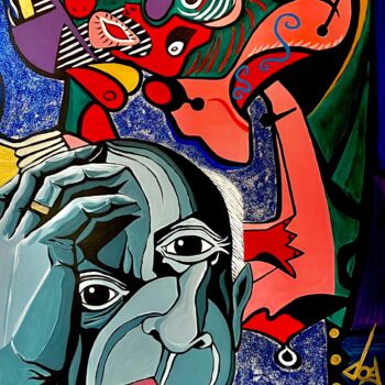 「N15-Pablo Picasso」というタイトルの絵画 Dodによって, オリジナルのアートワーク, アクリル ウッドストレッチャーフレームにマウント