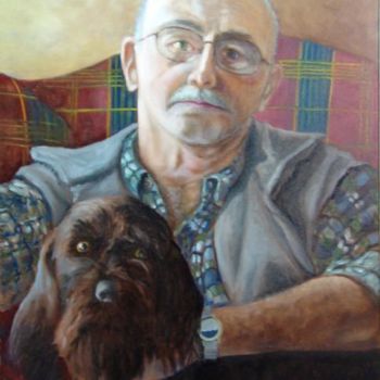 Painting titled "Self Portrait with…" by Father Douglas, Original Artwork, Oil