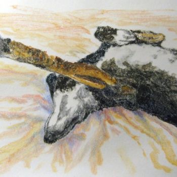 Painting titled "Lounging Lurcher 8" by Father Douglas, Original Artwork, Oil