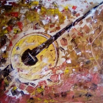 Painting titled "Instruments de musi…" by Dogy Le Zoula, Original Artwork, Oil Mounted on Wood Stretcher frame