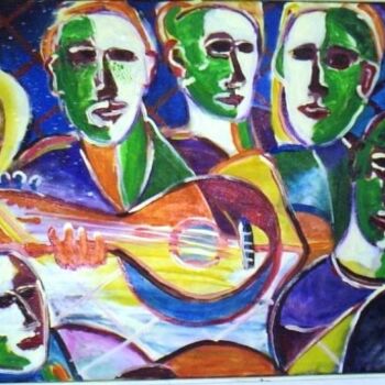 Pintura intitulada "os musicos" por Doin, Obras de arte originais, Óleo