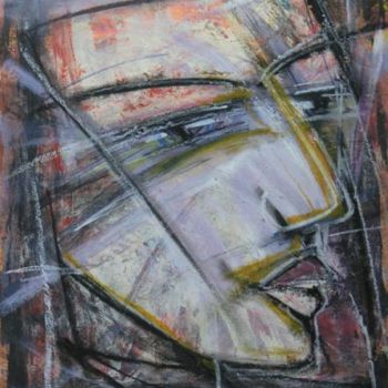 Peinture intitulée "Visage Grèce" par Amor Driss Dokman, Œuvre d'art originale