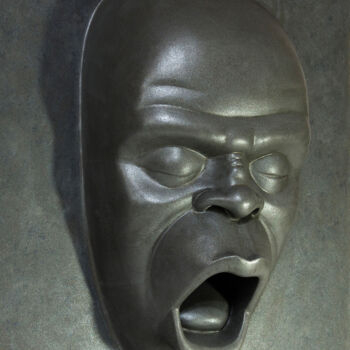 Sculpture titled "Terrore" by Giancarlo Dolce, Original Artwork, Cement Mounted on Wood Panel