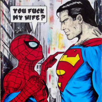 Arts numériques intitulée "superman vs spiderm…" par Dol, Œuvre d'art originale