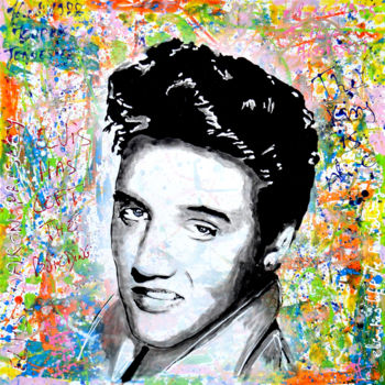 Painting titled "Elvis Presley - le…" by Dol, Original Artwork, Acrylic