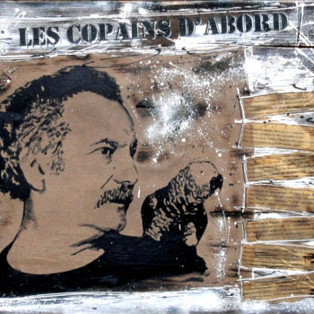 Painting titled "Brassens - copains…" by Dol, Original Artwork, Acrylic