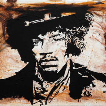 Peinture intitulée "Jimi Hendrix" par Dol, Œuvre d'art originale, Acrylique