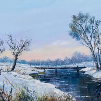 Painting titled "Winter dreams" by Dolgor Dugarova (Dolgor Art), Original Artwork, Oil