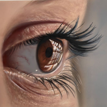 Malerei mit dem Titel "Photorealistic eye" von Dolgor Dugarova (Dolgor Art), Original-Kunstwerk, Airbrush