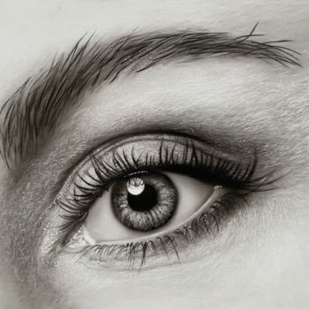 Painting titled "Photorealistic eye 1" by Dolgor Dugarova (Dolgor Art), Original Artwork, Airbrush